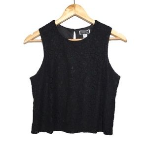 Black Lace Overlay Keyhole Crop Top Another Story